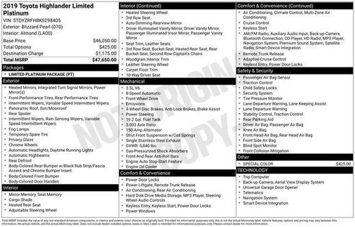 2019 Toyota Highlander Limited Platinum