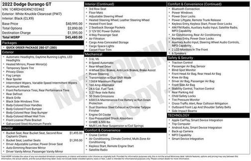 White Knuckle Clearcoat 2022 Dodge Durango GT