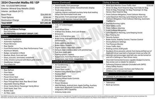 Mineral Gray Metallic 2024 Chevrolet Malibu RS