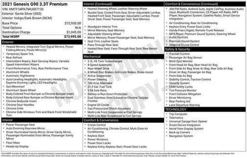 2021 Genesis G90 3.3T Premium
