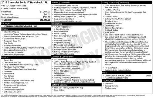 Summit White 2019 Chevrolet Sonic LT