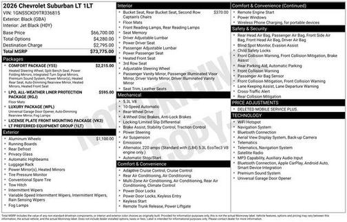 Black 2026 Chevrolet Suburban LT