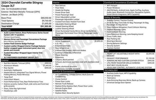 Red Mist Metallic Tintcoat 2024 Chevrolet Corvette Stingray w/3LT