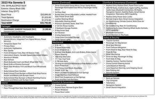 Ebony Black 2023 Kia Sorento S