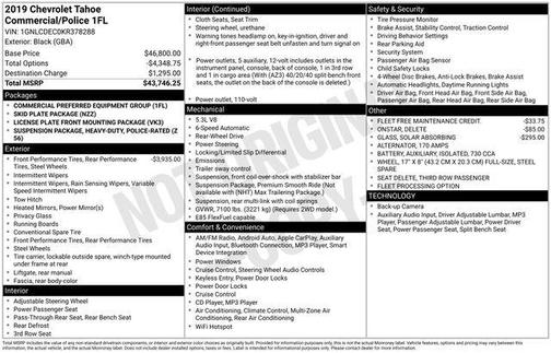 2019 Chevrolet Tahoe Police