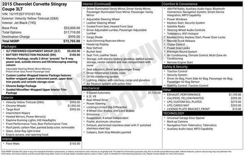 2015 Chevrolet Corvette Stingray