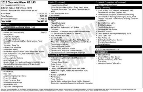 Radiant Red 2025 Chevrolet Blazer RS