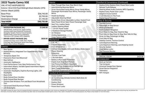 Midnight Black Metallic 2023 Toyota Camry XSE V6