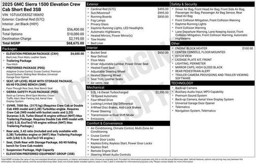 Cardinal Red 2025 GMC Sierra 1500 Elevation