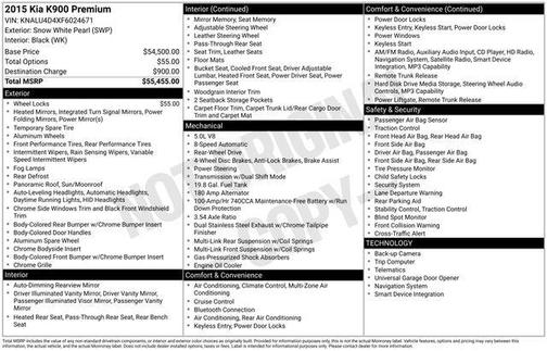 Snow White Pearl 2015 Kia K900 Premium
