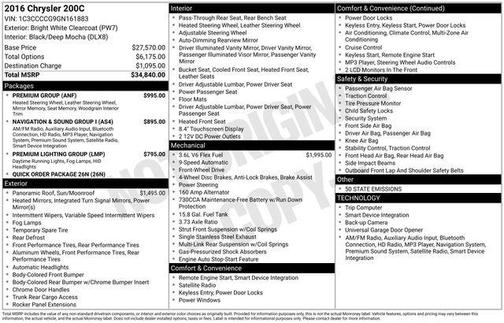 Bright White Clearcoat 2016 Chrysler 200 C