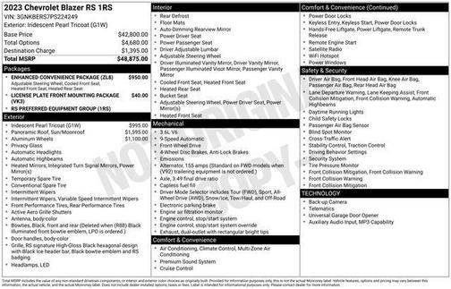 Iridescent Pearl Tricoat 2023 Chevrolet Blazer RS