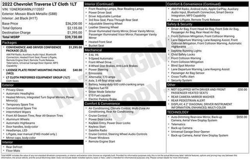 Mosaic Black Metallic 2022 Chevrolet Traverse LT Cloth