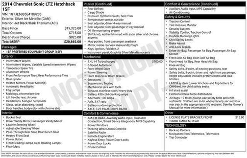 Silver Ice Metallic 2014 Chevrolet Sonic LTZ