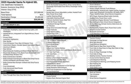 Gray 2025 Hyundai SANTA FE HEV SEL