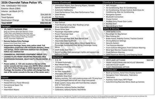 Black 2026 Chevrolet Tahoe Police
