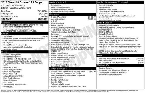 2016 Chevrolet Camaro 2SS