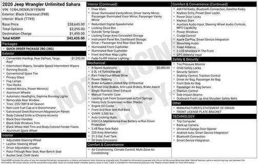 Black Clearcoat 2020 Jeep Wrangler Unlimited Sahara