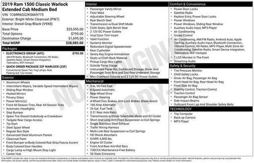 Bright White Clearcoat 2019 RAM 1500 Classic Warlock
