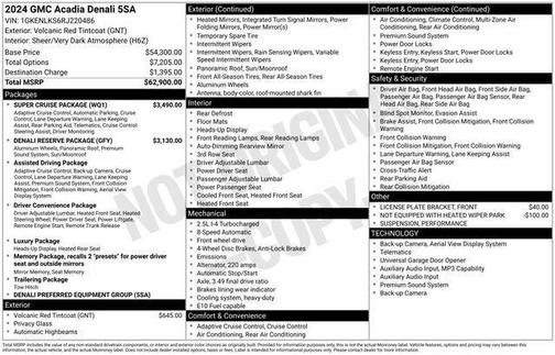 Volcanic Red 2024 GMC Acadia Denali