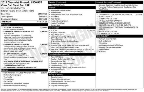 Havana Brown Metallic 2019 Chevrolet Silverado 1500 RST