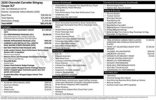 2020 Chevrolet Corvette Stingray w/3LT