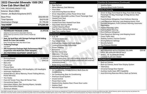 Black 2022 Chevrolet Silverado 1500 ZR2