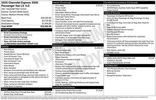 Summit White 2025 Chevrolet Express 3500 LS