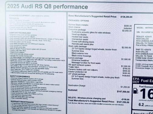 Mythos Black Metallic 2025 Audi RS Q8 4.0T