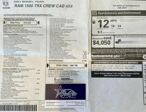 Diamond Black Crystal Pearlcoat 2021 RAM 1500 TRX