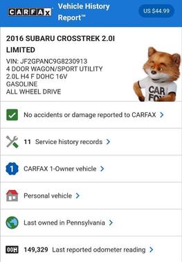 2016 Subaru Crosstrek 2.0i Limited