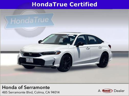 Platinum White Pearl 2025 Honda Civic Hybrid Sport