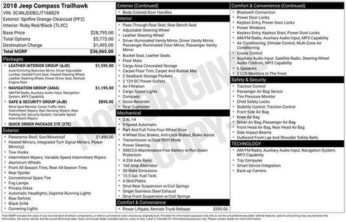 Spitfire Orange Clearcoat 2018 Jeep Compass Trailhawk