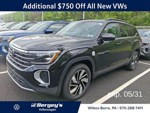 Deep Black Pearl 2026 Volkswagen Atlas 2.0T SE w/Technology 4MOTION