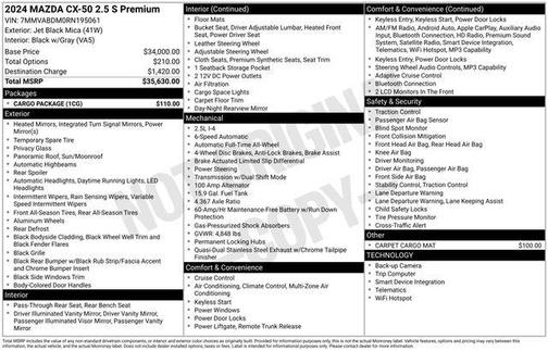 Jet Black Mica 2024 Mazda CX-50 2.5 S Premium Package