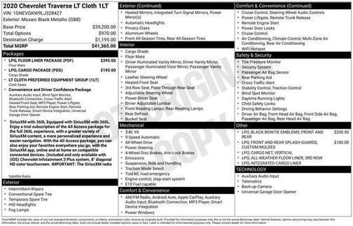 2020 Chevrolet Traverse LT Cloth