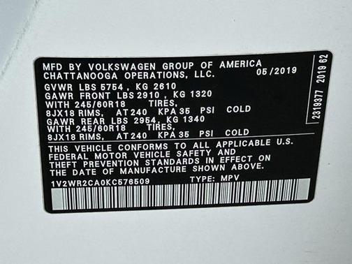 2019 Volkswagen Atlas 3.6L SE w/Technology