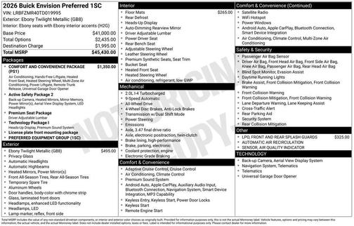 Ebony Twilight Metallic 2026 Buick Envision Preferred AWD