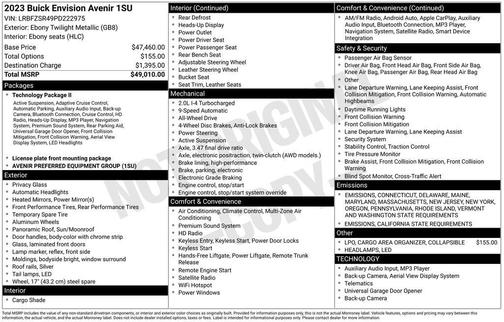 2023 Buick Envision Avenir AWD