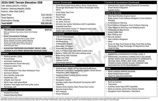 2026 GMC Terrain AWD Elevation