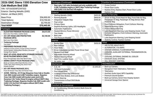 Sterling Metallic 2026 GMC Sierra 1500 Elevation