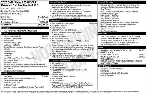 2026 GMC Sierra 2500 SLE