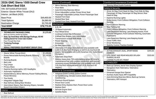 Glacier White Tricoat 2026 GMC Sierra 1500 Denali