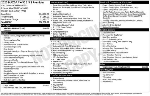 2025 Mazda CX-50 2.5 S Premium Package