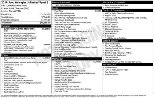 2019 Jeep Wrangler Unlimited Sport