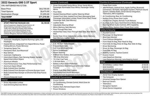 2022 Genesis G80 3.5T Sport AWD
