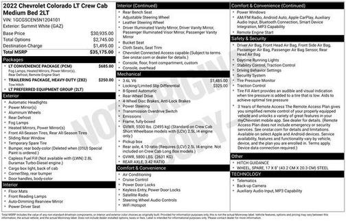 Summit White 2022 Chevrolet Colorado LT