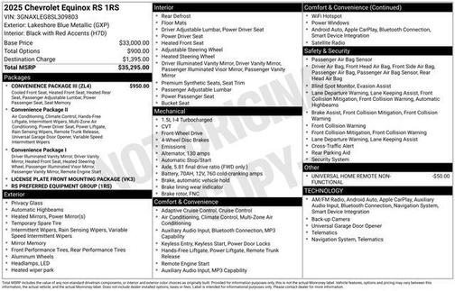 Lakeshore Blue Metallic 2025 Chevrolet Equinox FWD RS