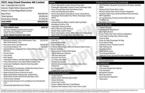 Bright White Clearcoat 2022 Jeep Grand Cherokee Limited