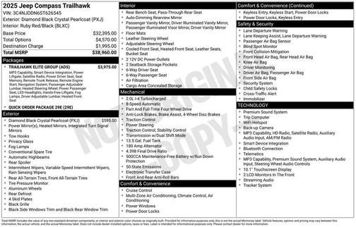 Diamond Black Crystal Pearlcoat 2025 Jeep Compass Trailhawk